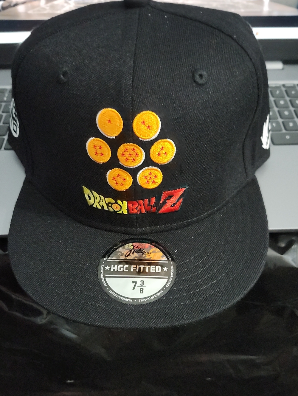 Dragon Ball Z Black Fitted Snapback Hat with Orange Dragon Balls